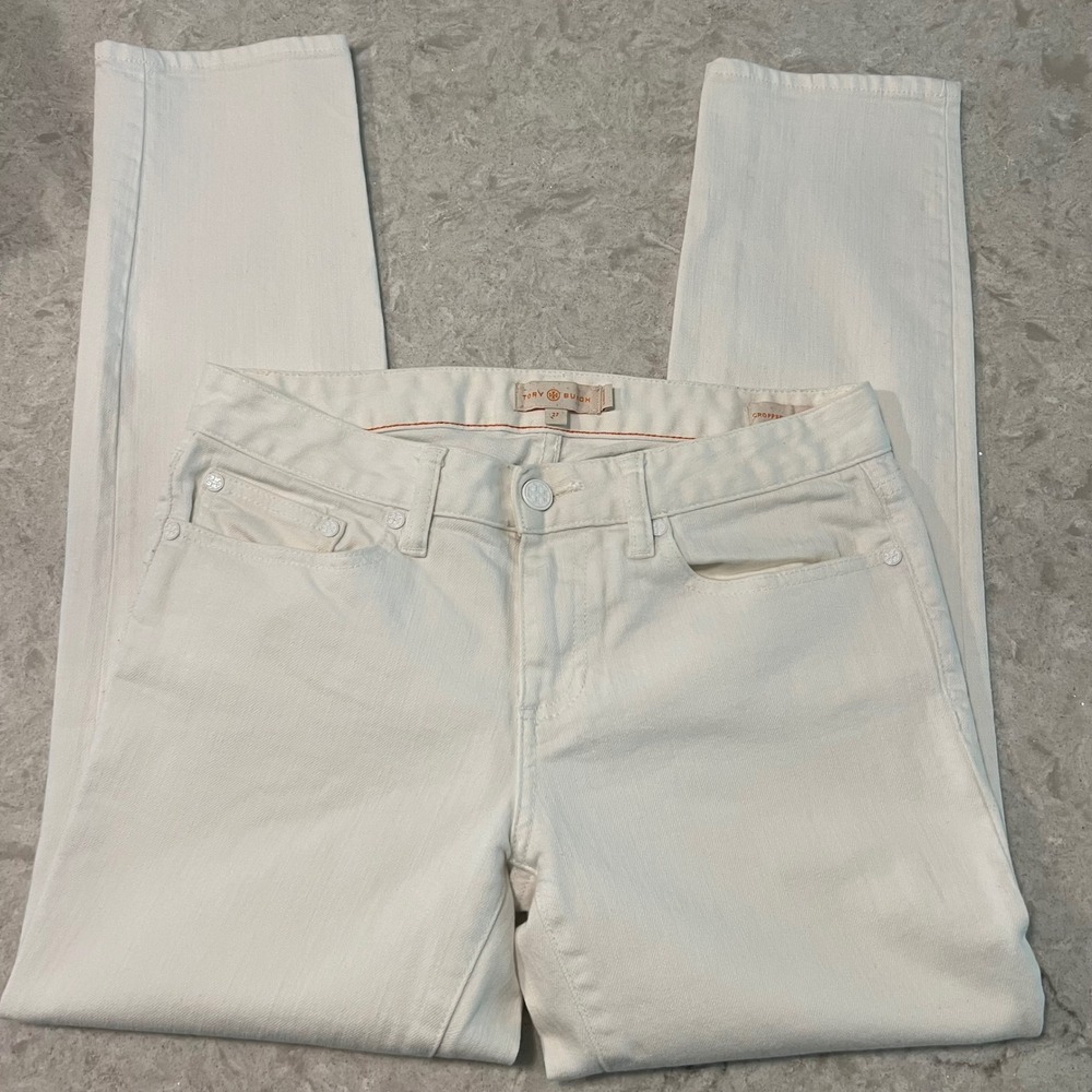 Tory Burch White Cropped Skinny Jeans Size 27 Denim Ankle Pants
